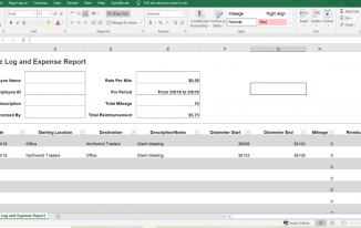 Mileage log expense report