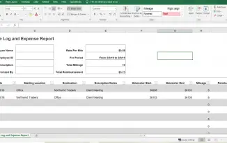 Mileage log and expense report - employee reimbursement