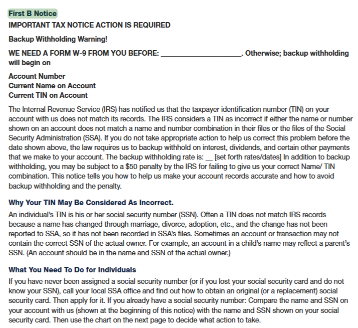 IRS First B Notice sample from Publication 1281 (public domain) – https://www.accountingportal.com/irs-cp2100-notice-b-notice-guide/first_b_notice/
